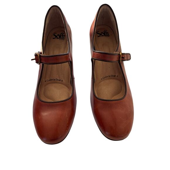 Söfft SF0073000 Leslie Leather Mary Jane Pumps Size 8M retro cork brown - Picture 6 of 12